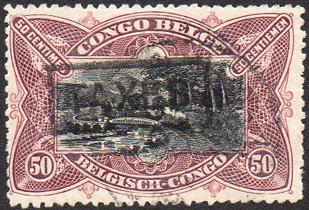 Belgian Congo Belge 50c Mols train on bridge